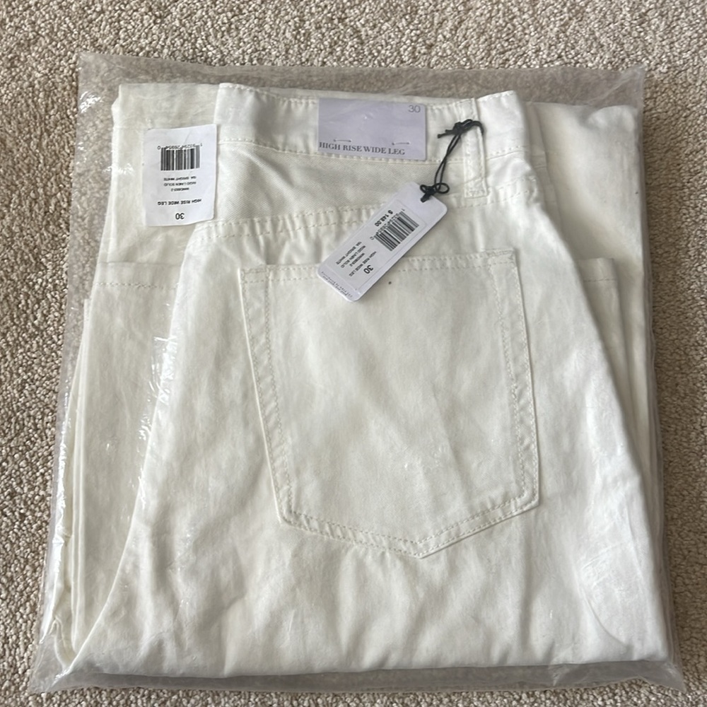 0306 - WEWOREWHAT High Rise Wide Leg Rigid Linen size 30 - Picture 3 of 5
